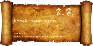 Korek Henrietta névjegykártya